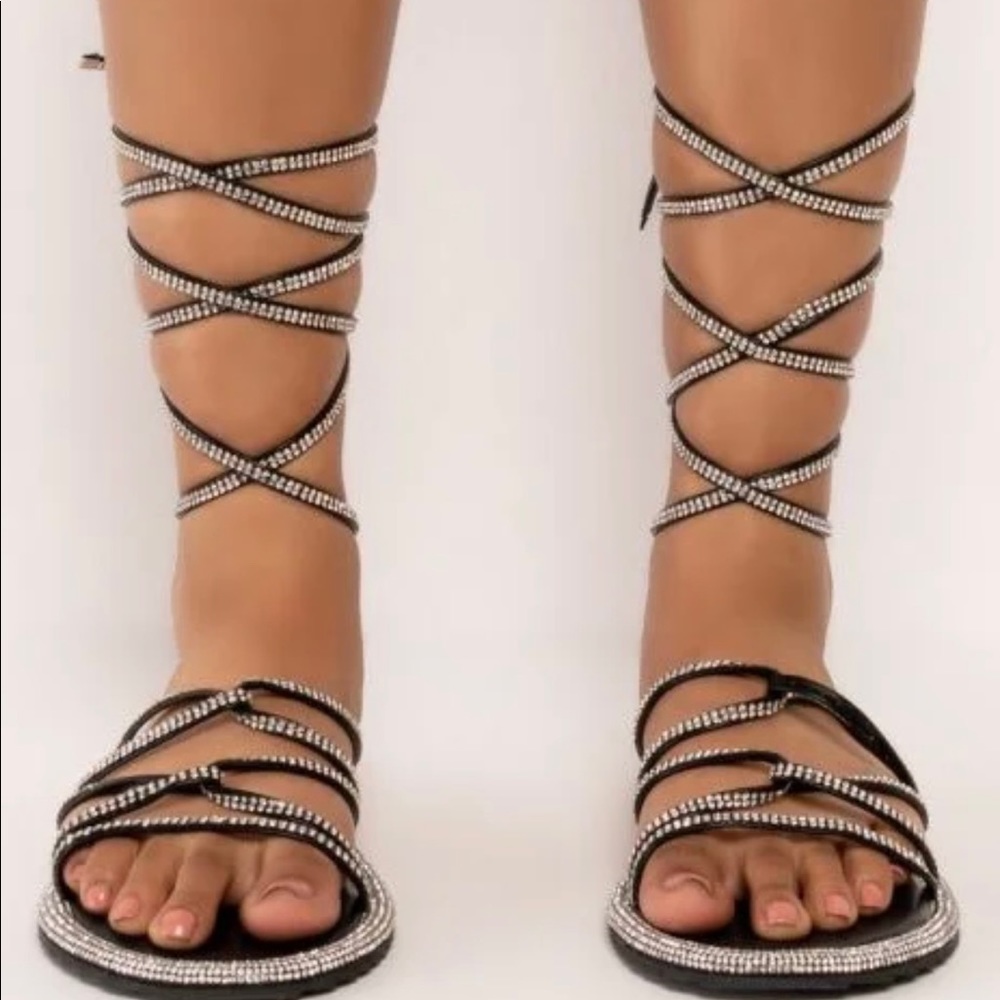 Akira Azalea Wang Flat Sandal with Bling